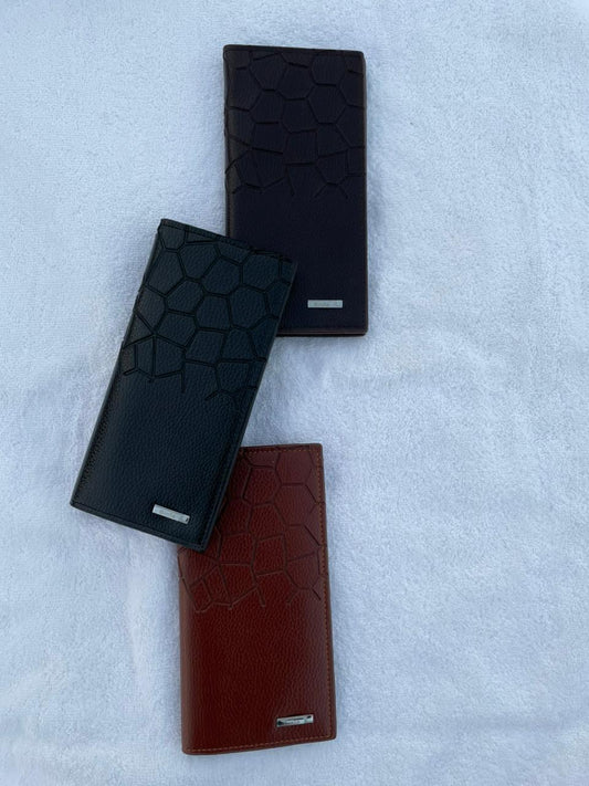 Premium Geometric Leather Long Wallet – Slim, Elegant